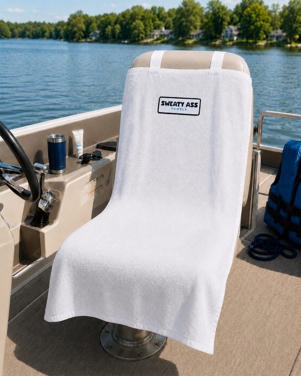 Sweaty Ass Towel on a boat seat